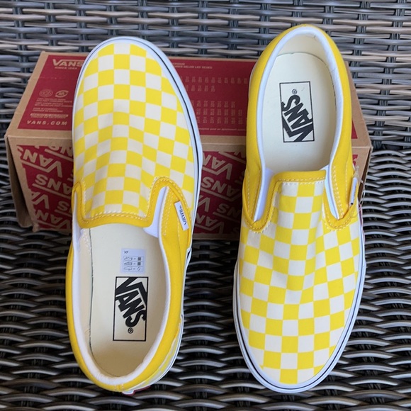 Vans Classic Slip-On Checkerboard Cyber Yellow/True White WMNS - Picture 13 of 16